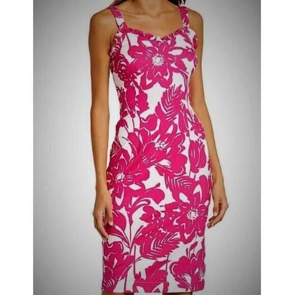 Trina Turk Dresses & Skirts - Trina Turk Women's Pink/White Floral Ruffle Sheath Dress 12 NWT